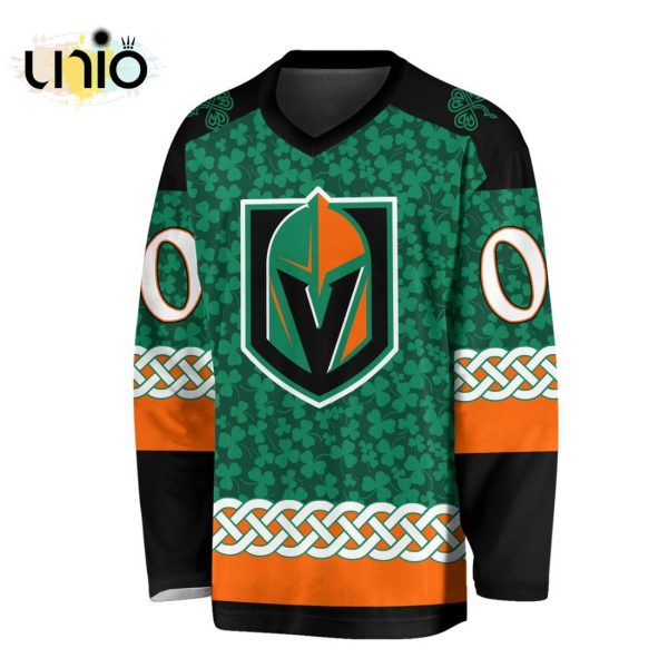 Custom NHL Vegas Golden Knights Special St.Patrick’s Day Design Vneck Long Sleeve