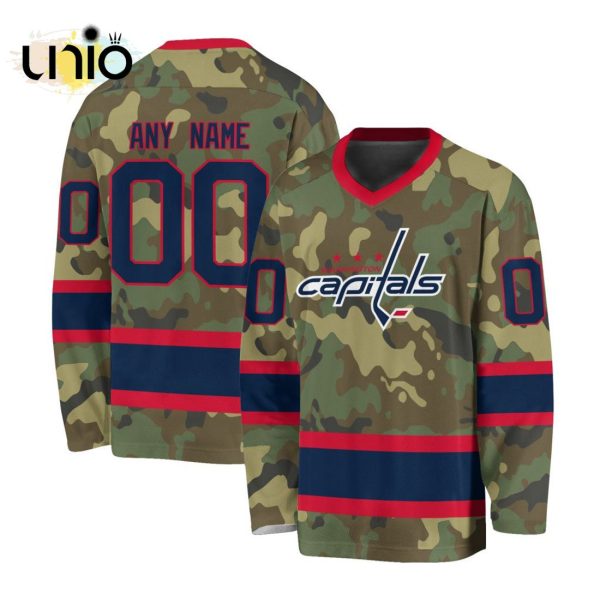 Custom NHL Washington Capitals Special Camo Design V-neck Long Sleeve