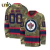 Custom NHL Winnipeg Jets Special Pink V-neck Long Sleeve