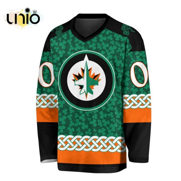 Custom NHL Winnipeg Jets Special St.Patrick’s Day Design Vneck Long Sleeve