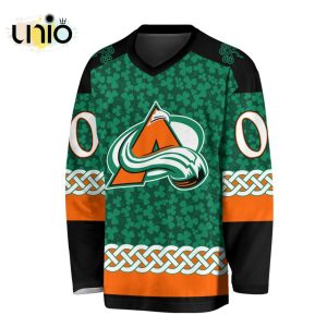 Custom NHL Colorado Avalanche Special St.Patrick’s Day Design Vneck Long Sleeve