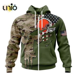 Custom NFL Cleveland Browns Special Camo Design For Veterans Day Hoodie 3D