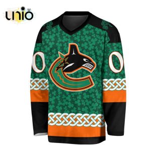 Custom NHL Vancouver Canucks Special St.Patrick’s Day Design Vneck Long Sleeve