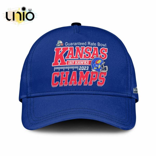 Kansas Jayhawks Guaranteed Rate Bowl 2023 Champions Blue T-Shirt, Jogger, Cap