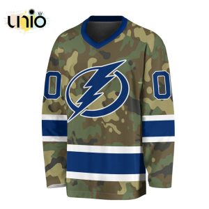 Custom NHL Tampa Bay Lightning Special Camo Design V-neck Long Sleeve