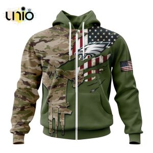 Custom NFL Philadelphia Eagles Special Camo Design For Veterans Day Hoodie 3D