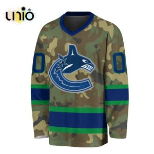 Custom NHL Vancouver Canucks Special Camo Design V-neck Long Sleeve