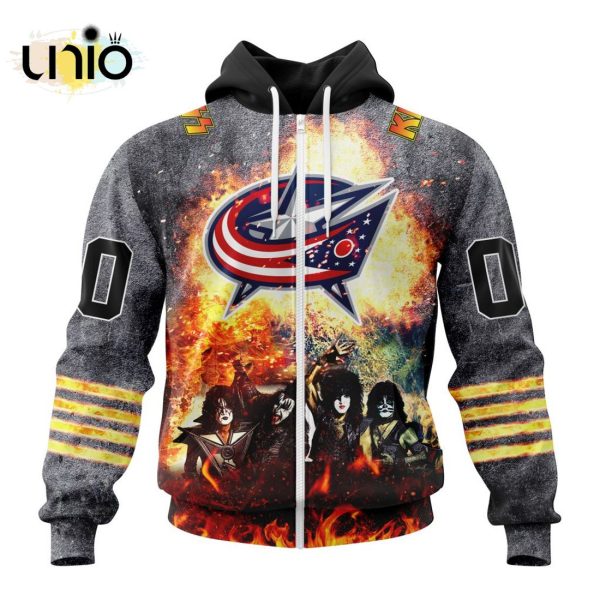 NHL Columbus Blue Jackets Special Mix KISS Band Design Hoodie 3D