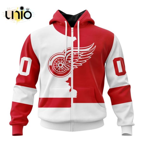 NHL Detroit Red Wings Personalize 2024 Home Mix Away Kits Hoodie 3D