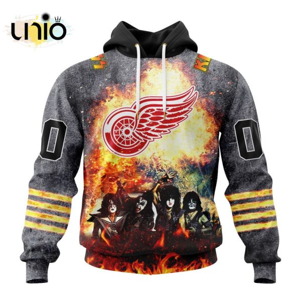 NHL Detroit Red Wings Special Mix KISS Band Design Hoodie 3D