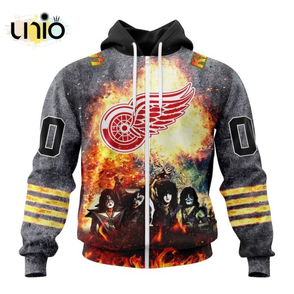 NHL Detroit Red Wings Special Mix KISS Band Design Hoodie 3D