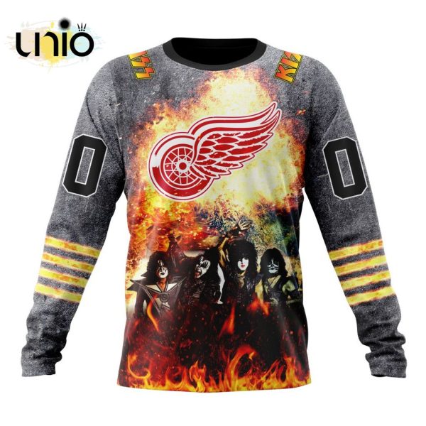 NHL Detroit Red Wings Special Mix KISS Band Design Hoodie 3D