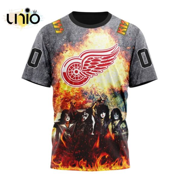 NHL Detroit Red Wings Special Mix KISS Band Design Hoodie 3D