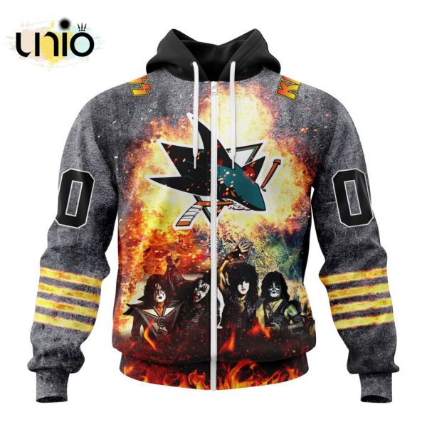 NHL San Jose Sharks Special Mix KISS Band Design Hoodie 3D