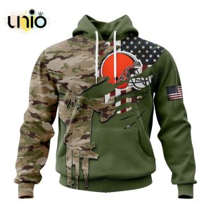 Custom NFL Cleveland Browns Special Camo Design For Veterans Day Hoodie 3D