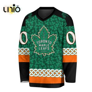 Custom NHL Toronto Maple Leafs Special St.Patrick’s Day Design Vneck Long Sleeve