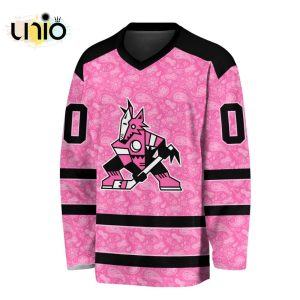 Custom NHL Arizona Coyotes Special Pink V-neck Long Sleeve