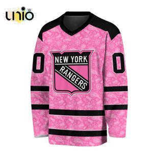 Custom NHL New York Rangers Special Pink V-neck Long Sleeve