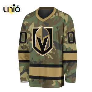 Custom NHL Vegas Golden Knights Special Camo Design V-neck Long Sleeve