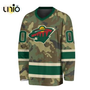 Custom NHL Minnesota Wild Special Camo Design V-neck Long Sleeve