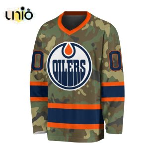 Custom NHL Edmonton Oilers Special Camo Design V-neck Long Sleeve