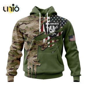 Custom NFL Las Vegas Raiders Special Camo Design For Veterans Day Hoodie 3D