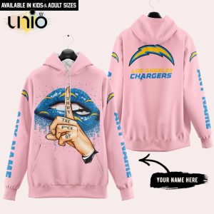 Los Angeles Chargers Custom Name Shut The F Up Pink Hoodie