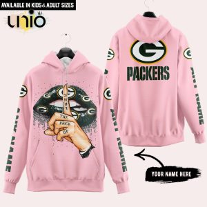 Green Bay Packers Custom Name Shut The F Up Pink Hoodie