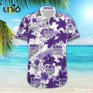 NBA Sacramento Kings Purple Tropical Flowers Hawaiian Shirt Limited