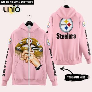 Pittsburgh Steelers Custom Name Shut The F Up Pink Hoodie