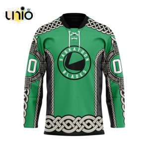 Custom Saskatoon Blades St Patrick Day Team Hockey Jersey