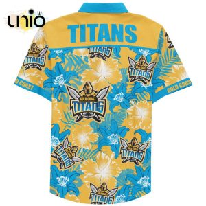 NRL Gold Coast Titans Floral Custom Text Hawaiian Shirt