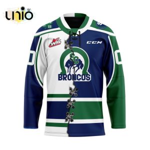 Custom Swift Current Broncos Mix Home And Away Hockey Jersey