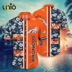 NFL Denver Broncos Tropical Flowers Orange Hawaiian Shirt