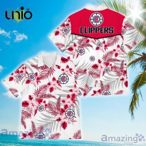 NBA Los Angeles Clippers Red White Tropical Flowers Hawaiian Shirt Limited