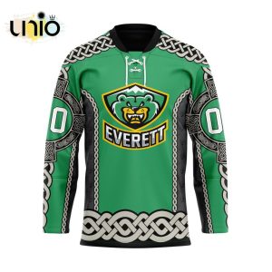 Custom Everett Silvertips St Patrick Day Team Hockey Jersey