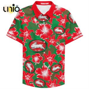 NRL South Sydney Rabbitohs Custom Text Floral Hawaiian Shirt