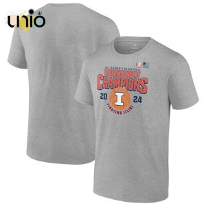 Illinois Fighting Illini 2024 Big Ten Grey Hoodie 3D