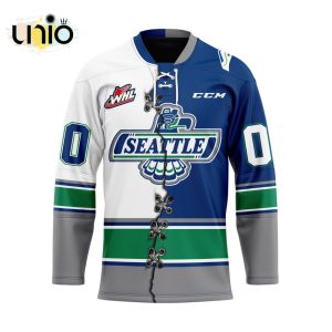 Custom Seattle Thunderbirds Mix Home And Away Hockey Jersey