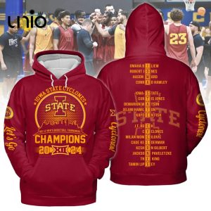 Iowa State Cyclones Men’s Basketball 2024 Champions Cardinal Hoodie 3D