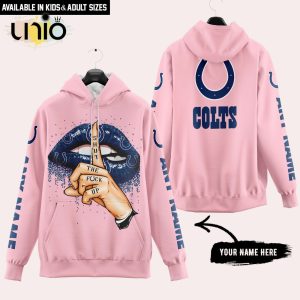 Indianapolis Colts Custom Name Shut The F Up Pink Hoodie