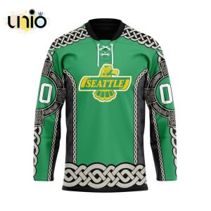 Custom Seattle Thunderbirds St Patrick Day Team Hockey Jersey