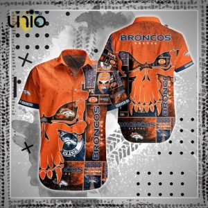 NFL Denver Broncos Orange Punisher Skull Hawaiian Shirt