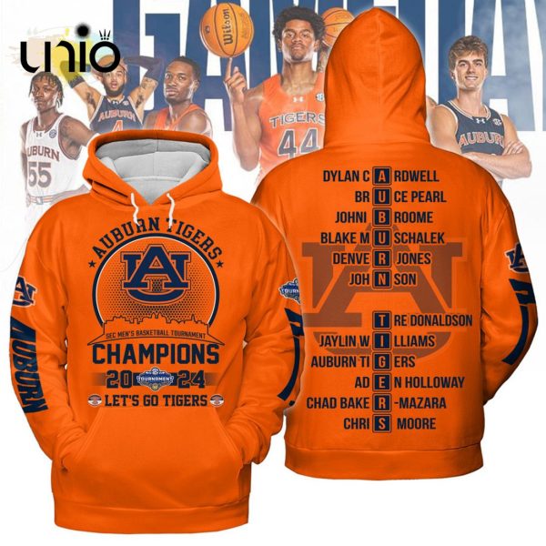 Auburn Tigers 2024 SEC Conference Tournament Champions Orange Hoodie 3D