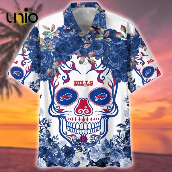 Beach Buffalo Bills NFL Flower Skull Hawaiian Shirt Limited Edition