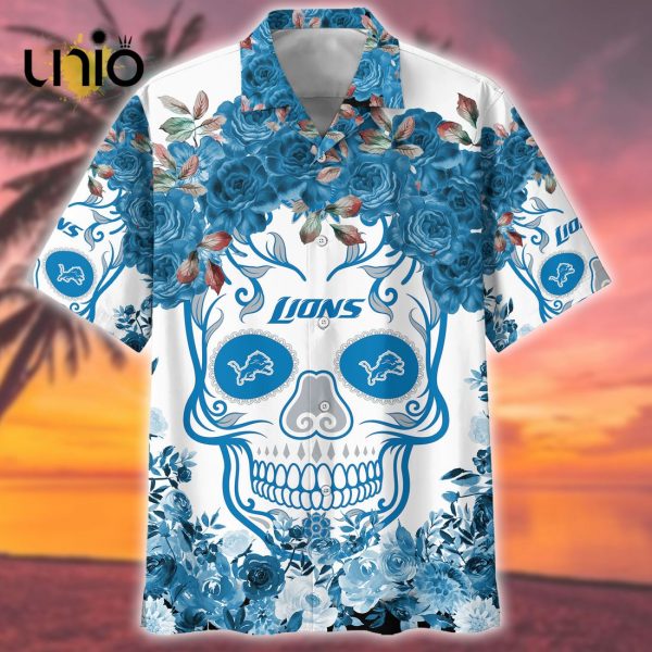 Beach Detroit Lions NFL Flower Skull Hawaiian Shirt – Limited Edition