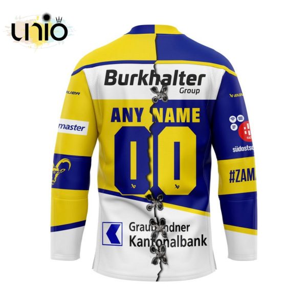 Custom HC Davos Home Mix Away Jersey Personalized Letters Number