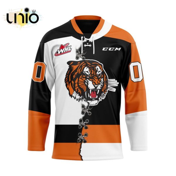 Custom Medicine Hat Tigers Mix Home And Away Hockey Jersey