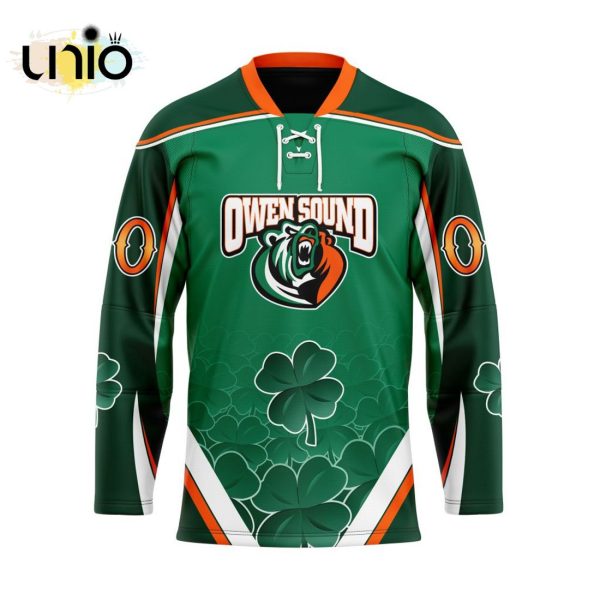 Custom Owen Sound Attack Team Hockey Jersey For St.Patrick Day