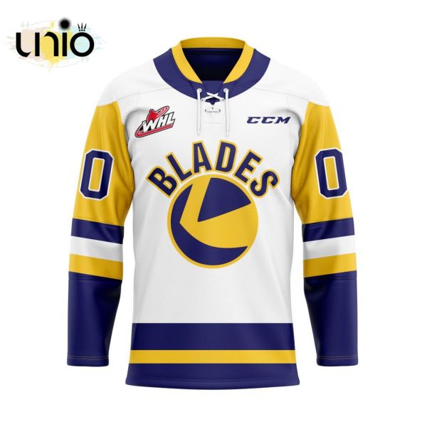 Custom Saskatoon Blades Away Hockey Jersey